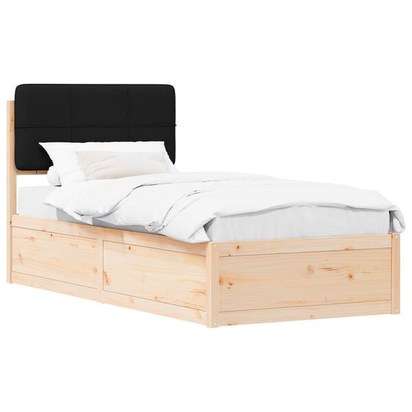 vidaXL Bettgestell mit gepolstertem Kopfteil Schwarz 100 x 200 cm