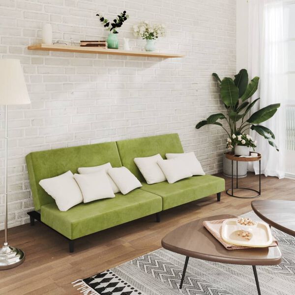 vidaXL Schlafsofa 2-Sitzer Hellgr&uuml;n Samt