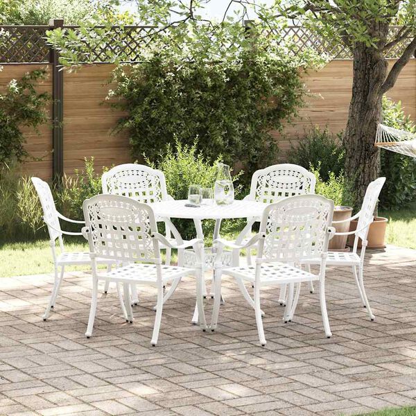 vidaXL Garten Essgruppe 7 pcs Wei&szlig; Aluminium