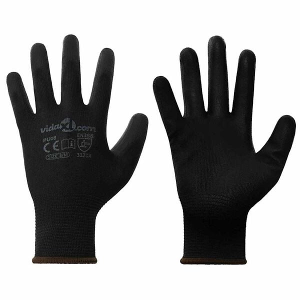 vidaXL Arbeitshandschuhe 24 pcs Schwarz 8 / m Polyester