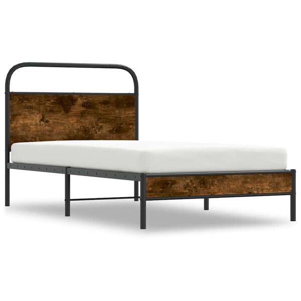 vidaXL Bettgestell ohne Matratze 90x190 cm R&auml;uchereiche Holzwerkstoff