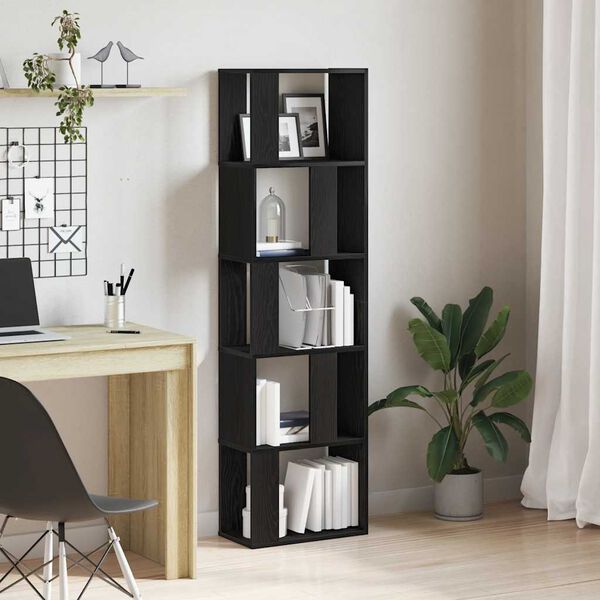 vidaXL B&uuml;cherregal/Raumteiler Schwarz Eichen-Optik 45x24x159 cm