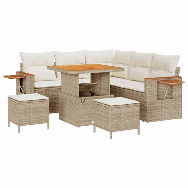 vidaXL Garten-Sofa-Set mit Kissen 8 pcs Beige und Creme