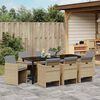 vidaXL Garten Essgruppe mit Kissen 9 pcs Beige Poly-Rattan