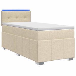 vidaXL Boxspringbett mit Matratze mit Kopfteil Creme 80 x 200 cm Stoff