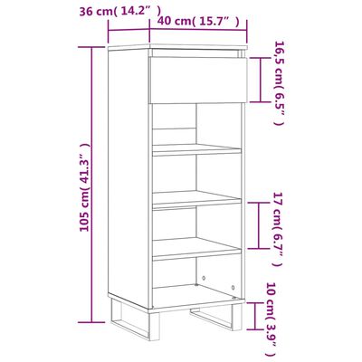 vidaXL Schuhschrank Schwarz 40x36x105 cm Holzwerkstoff