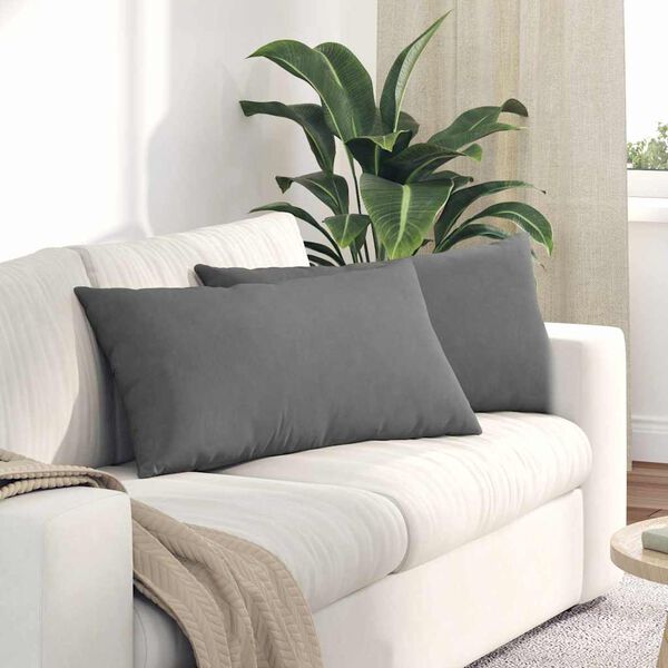 vidaXL Sofakissen 2 St&uuml;ck Dunkelgrau 80 x 40 cm Stoff