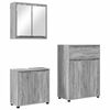 vidaXL Badezimmerm&ouml;bel-Set mit Regal 3 pcs Graues Sonoma Holzwerkstoff