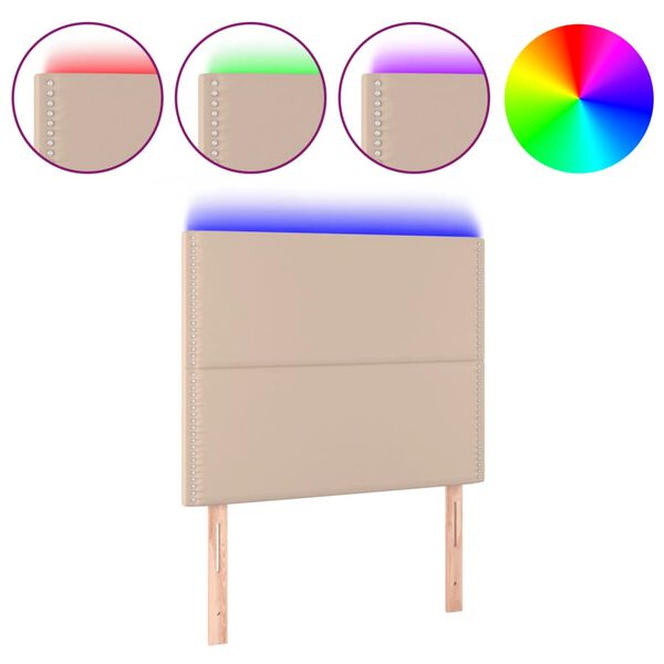 vidaXL LED Kopfteil Cappuccino-Braun 100x5x118/128cm Kunstleder