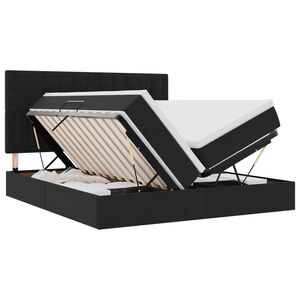 vidaXL LED-Speicherbett mit Matratze Schwarz 180 x 200 cm Samt