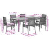 vidaXL 7-tlg. Garten-Essgruppe mit Kissen Grau Poly Rattan