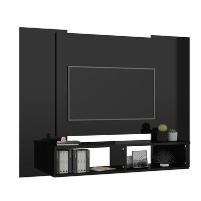 vidaXL TV-Wandschrank Hochglanz-Schwarz 120x23,5x90 cm Holzwerkstoff