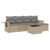 vidaXL 6-tlg. Garten-Sofagarnitur mit Kissen Beige Poly Rattan