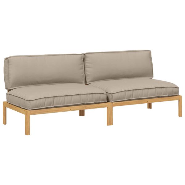 vidaXL Sofa Set mit Kissen Uni 2 pcs Taupe Massivholz Akazie