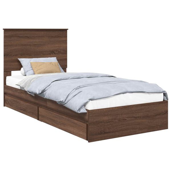vidaXL Aufbewahrungsbett Braun Eichen-Optik 100 x 200 cm Holzwerkstoff