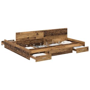 vidaXL Aufbewahrungsbettgestell Altholz 200 x 200 cm Holzwerkstoff