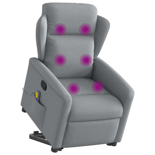 vidaXL Massagesessel mit Aufstehhilfe Hellgrau Stoff