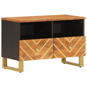 vidaXL TV-Schrank Braun und Schwarz 70x33,5x46 cm Massivholz Mango