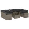 vidaXL 10-tlg. Garten-Sofagarnitur mit Kissen Grau Poly Rattan