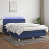 vidaXL Boxspringbett mit Matratze & LED Blau 140x200 cm Stoff