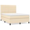 vidaXL Boxspringbett mit Matratze Creme 140x190 cm Stoff