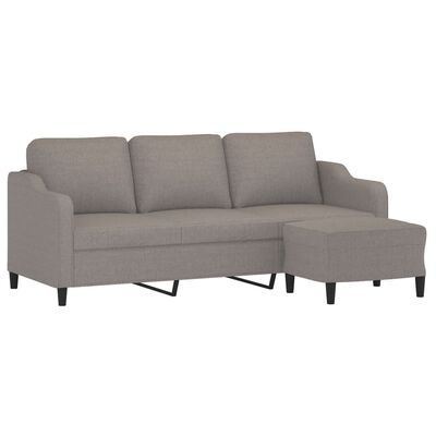 vidaXL 3-Sitzer-Sofa mit Hocker Taupe 180 cm Stoff