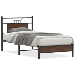 vidaXL Bettgestell ohne Matratze Braun Eiche 75x190 cm Holzwerkstoff