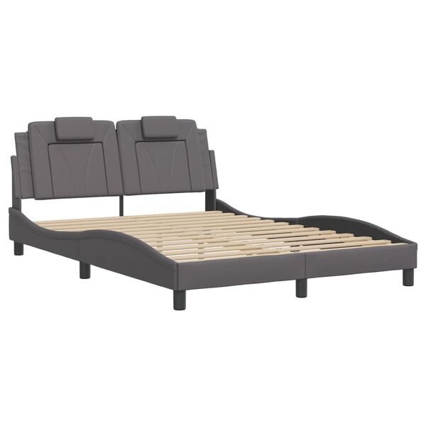 vidaXL Bettgestell "Viana" ohne Matratze Grau 140x190 cm Kunstleder