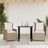 vidaXL 3-tlg. Garten-Essgruppe mit Kissen Beige Poly Rattan