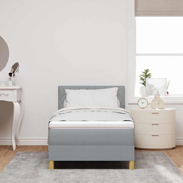 vidaXL Boxspringbett mit Matratze Hellgrau 90 x 190 cm Stoff