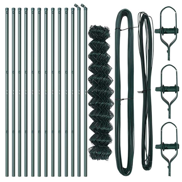 vidaXL Zaunpfosten Gr&uuml;n 25 x 1 m (40 x 40 mm Maschen) Stahl und PVC