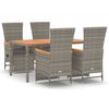 vidaXL 5-tlg. Garten-Essgruppe mit Kissen Grau Poly Rattan