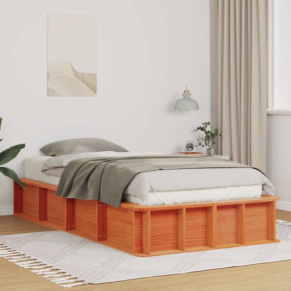 vidaXL Bettrahmen Wachsbraun 75 x 190 cm Massives Kiefernholz