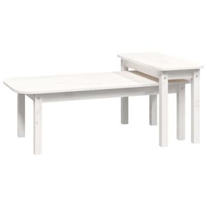 vidaXL 2-tlg. Couchtisch-Set Wei&szlig; Massivholz Kiefer