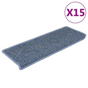vidaXL Stufenmatten Selbstklebend Sisal-Optik 15 Stk. 65x21x4 cm Blau