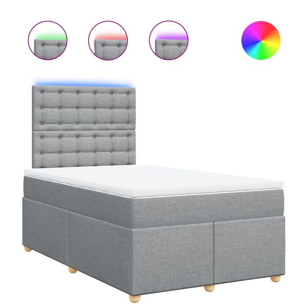 vidaXL Boxspringbett mit Matratze Hellgrau 120x190 cm Stoff