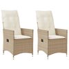 vidaXL Gartensessel mit Kissen 2 Stk. Verstellbar Beige Poly Rattan