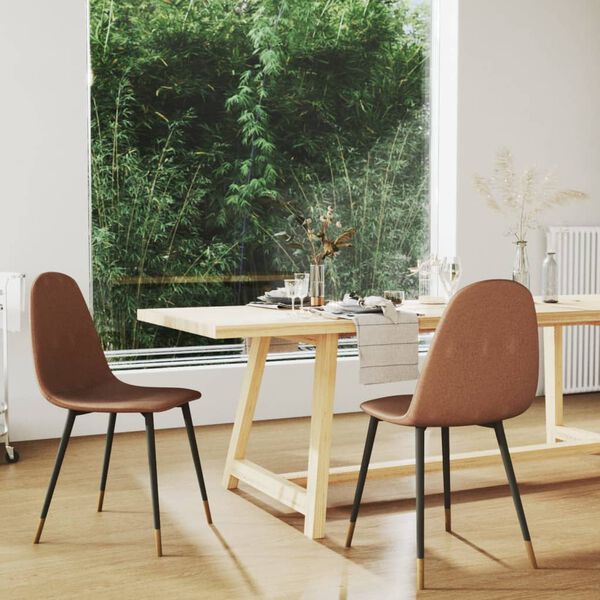 vidaXL Esszimmerst&uuml;hle 2 Stk. Braun Stoff
