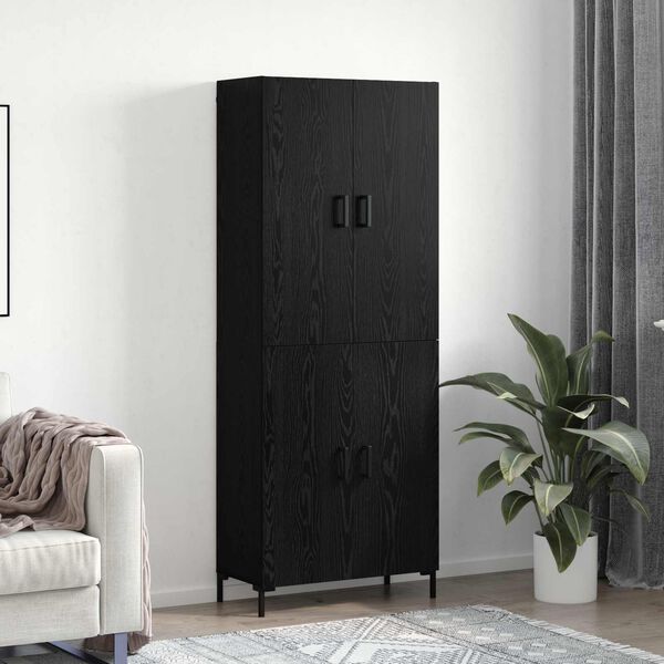 vidaXL Highboard Schwarz Eichen-Optik 69,5 x 34 x 180 cm Holzwerkstoff