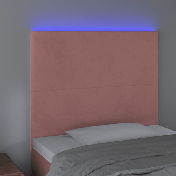 vidaXL LED Kopfteil Rosa 90x5x118/128 cm Samt