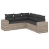 vidaXL 5-tlg. Garten-Sofagarnitur mit Kissen Hellgrau Poly Rattan