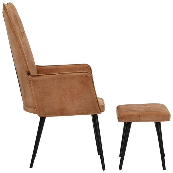 vidaXL Ohrensessel mit Hocker Braun Canvas