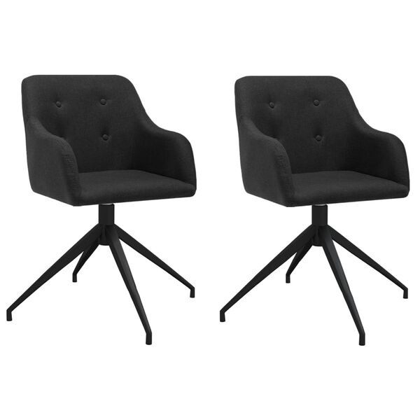 vidaXL Esszimmerst&uuml;hle 2 Stk. Drehbar Schwarz Stoff