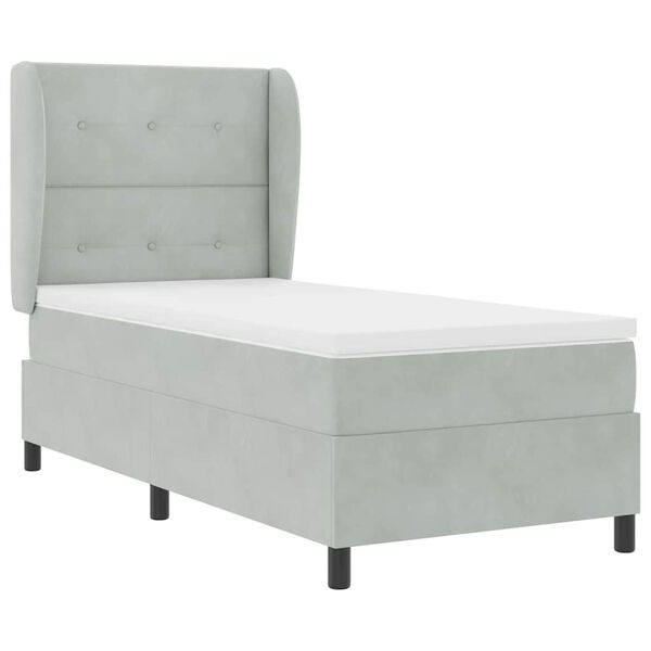 vidaXL Boxspringbett mit Matratze Hellgrau 200 x 100 cm Polyester