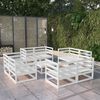 vidaXL 9-tlg. Garten-Lounge-Set Wei&szlig; Kiefer Massivholz
