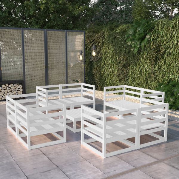 vidaXL 9-tlg. Garten-Lounge-Set Wei&szlig; Kiefer Massivholz