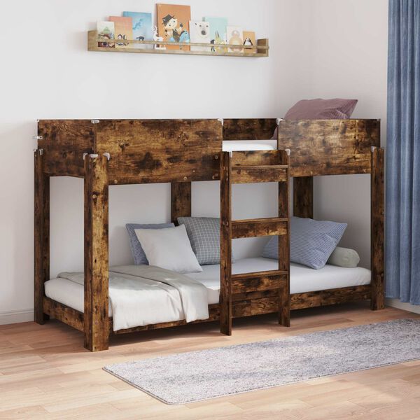 vidaXL Etagenbett f&uuml;r Kinder Ger&auml;ucherte Eiche 80 x 190 cm