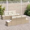 vidaXL Gartensofa-set mit Kissen 7 pcs Beige Poly-Rattan