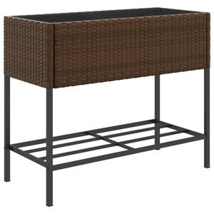 vidaXL Pflanzk&uuml;bel mit Ablage Braun Poly Rattan