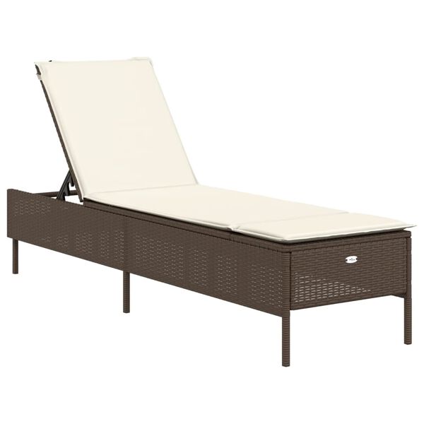 vidaXL Sonnenliege mit Auflage Braun Poly Rattan